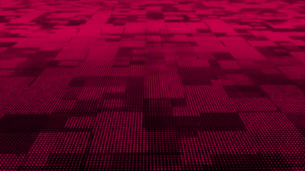 动画红粒子方块图案移动3D技术网络空间背景 数字矩阵的未来背景 — 图库视频影像
