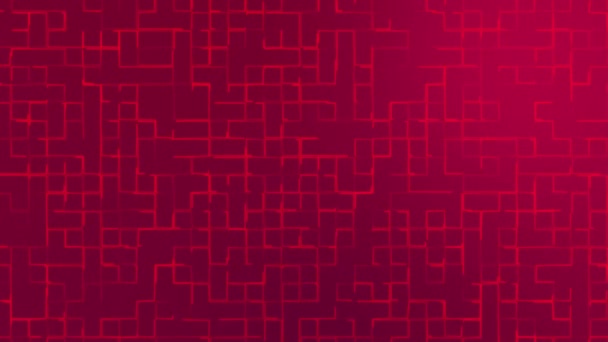 Animated Dark Magenta Red Abstract Geometric Shapes Technology Background Grid — Stock Video