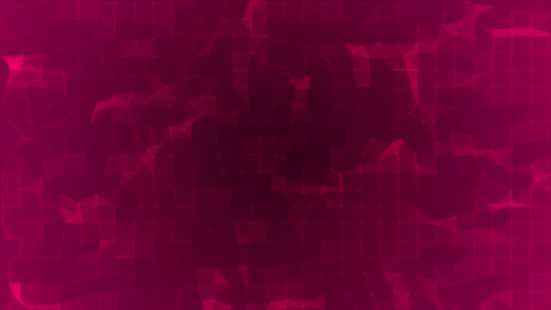 Анімована Сітка Червоного Кольору Magenta Єднує Точки Лінії Футуристичних Технологій — стокове відео