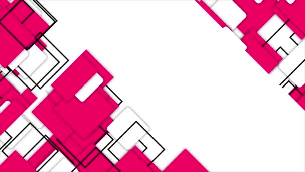 Animatie Eenvoudige Futuristische Bewegende Magenta Rode Vierkanten Gradiënt Geometrische Witte — Stockvideo