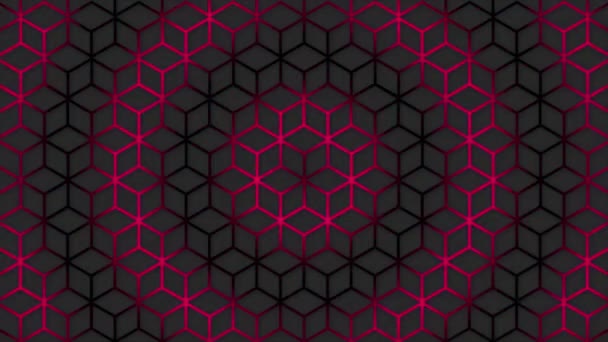 Animated Circular Magenta Red Wave Moving Hexagonal Shape Futuristic Background — Stock Video