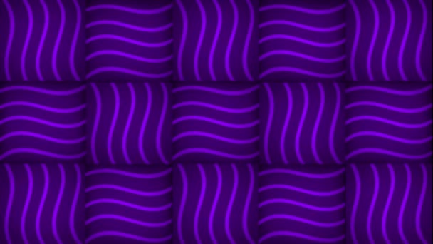 Animated Paarse Kleur Digitale Vierkante Tegels Achtergrond Met Glanzende Strepen — Stockvideo