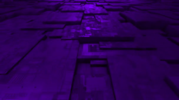 Animado Púrpura Computadora Chipset Patrón Futurista Tecnología Fondo — Vídeos de Stock