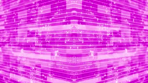 Animowane Różowe Paski Wzór Pola Ruchomej Technologii Cyberprzestrzeni Tło — Wideo stockowe