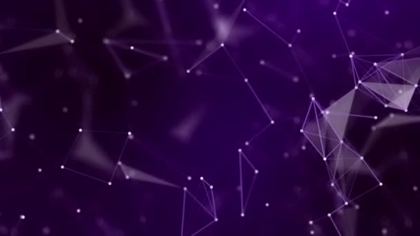 Plexo Púrpura Animado Conexión Digital Abstracta Moviendo Puntos Líneas Fondo — Vídeos de Stock