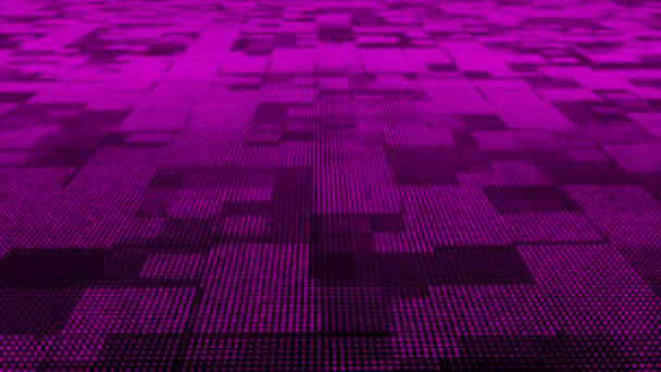 Анімовані Рожеві Частинки Квадратної Коробки Візерунок Рухає Технології Кіберпростору Фону — стокове відео