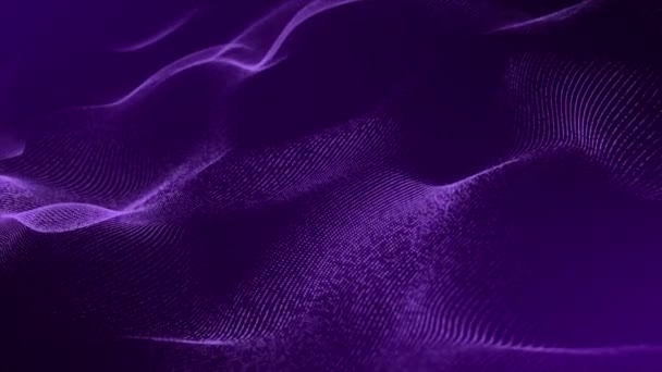 サイバースペースの抽象背景 サイバーバックグラウンドまたはテクノロジーの背景でアニメーションされた紫色の色のデジタル粒子波 — ストック動画