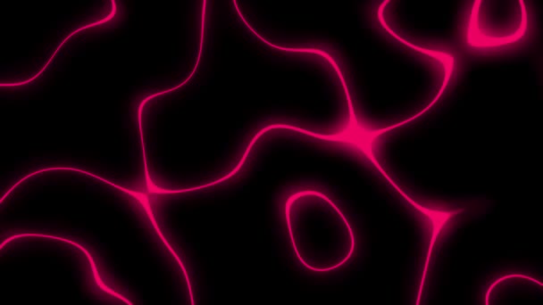 Animatie Gloeiende Magenta Rood Neon Abstract Patroon Minimale Geometrische Sci — Stockvideo