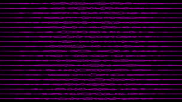 Animované Abstraktní Růžová Barva Horizontální Kroucené Čáry Pohybující Černém Pozadí — Stock video