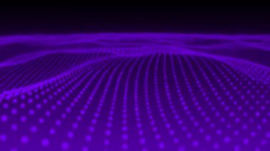 Animasyon Mor parçacık ağ dalgası siber teknoloji arka planı, ağ dalga parçacıklarının kusursuz animasyonu