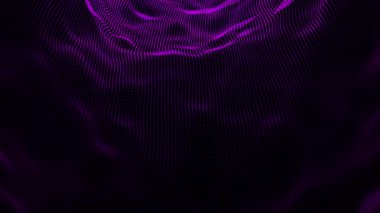 Animasyon Mor Parçacık Parlayan parçacıklar ile soyut dokuları sallıyor. Siber veya teknolojik dijital arkaplan