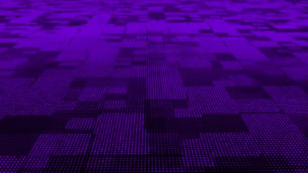 Particules Violettes Animées Motif Carré Boîte Mouvement Technologie Fond Cyberespace — Video