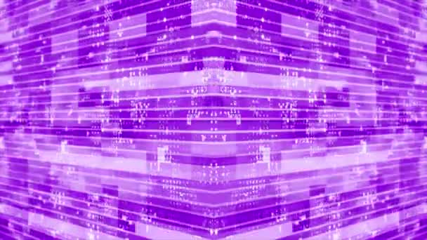 Animado Púrpura Rayas Patrón Caja Movimiento Tecnología Fondo Ciberespacio — Vídeos de Stock