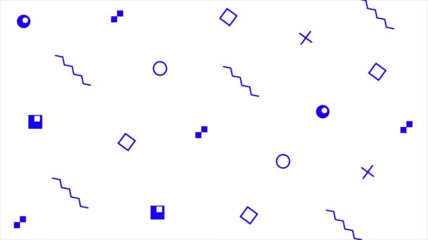 Animado Azul Aleatório Formas Abstratas Estilo Pop Minimal Fundo Branco — Vídeo de Stock