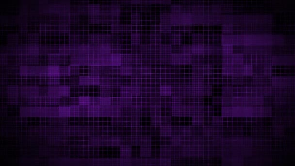 Animado Oscuro Púrpura Abstracto Formas Geométricas Tecnología Fondo Rejilla Textura — Vídeo de stock