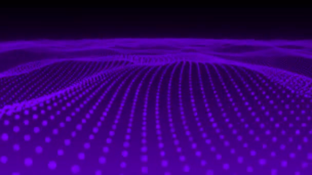 Animé Violet Onde Maillage Particules Arrière Plan Technologie Cyber Animation — Video