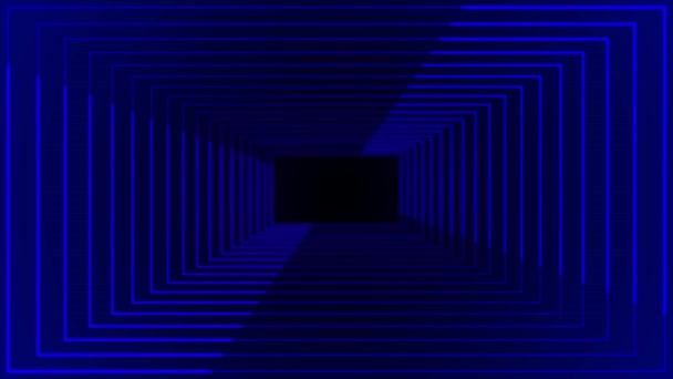 Анимированный Прямоугольный Бокс Туннель Неоновый Свет Градиентный Фон Неоновые Линии — стоковое видео