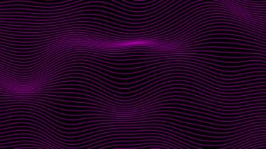 Siyah arkaplan üzerinde hareket eden canlandırılmış Soyut Pembe renkli yatay dalgalı çizgiler, soyut arkaplan döngüsü
