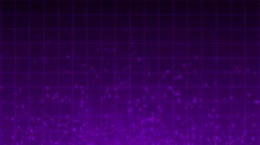 Canlandırılmış Soyut Gelecek Teknolojisi Parçacıkları arka plan, Mor parçacıklar ve ızgara arkaplan