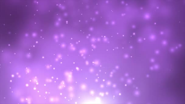 Geanimeerde Witte Gloeiende Deeltjes Paarse Achtergrond Glitter Deeltjes Glanzende Deeltjes — Stockvideo