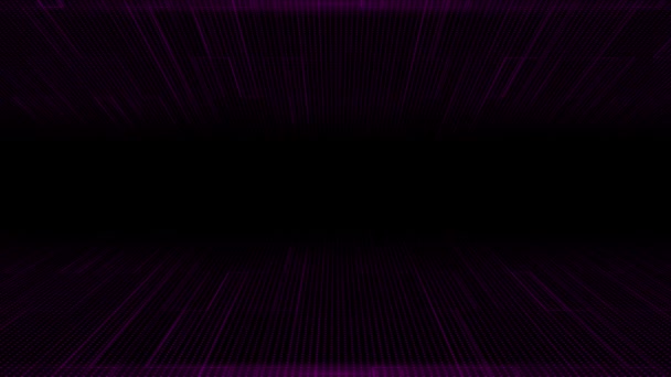 深黑色背景下的动画现代闪光粉红粒子的未来特性 — 图库视频影像
