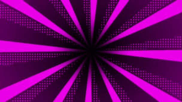 アニメーションモダンなコミックスタイル中央集中回転ラインピンク未来的な放射線背景 — ストック動画
