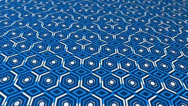 Animated White Lines Moving Hexagonal Pattern Royal Blue Color Background — Stock Video