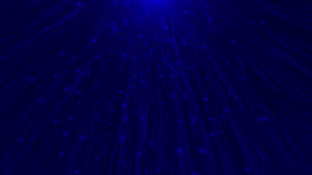 Geanimeerde Blauwe Meteorietenregen Golvende Deeltjes Vallen Met Sprankelende Deeltjes Deeltjes — Stockvideo