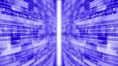 Canlandırılmış 3D Mavi çizgili kutu deseni ışık ışınları ile teknolojiyi 3d siber uzaya taşıyor