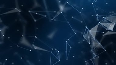 Animasyon Royal blue plexus soyut dijital bağlantı hareket eden noktalar ve çizgiler, teknoloji arka planı