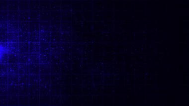 Canlandırılmış Soyut Geleceksel Teknoloji Parçacıkları arkaplan, Mavi parçacıklar ve ızgara arkaplan