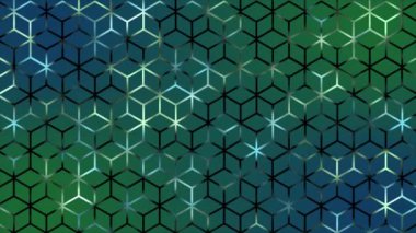 Altıgen desenli animasyonlu renkli bilim kurgu teknolojisi geçmişi