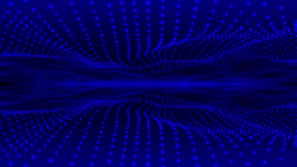 Geanimeerde Blauwe Deeltjes Stromen Vloeibare Golven Achtergrond Abstract Vloeibare Patroon — Stockvideo