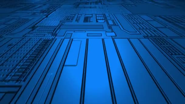 Animado Real Azul Ordenador Chipset Patrón Futurista Tecnología Fondo — Vídeos de Stock