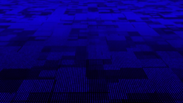 Patrón Caja Cuadrada Partículas Azules Animadas Moviendo Tecnología Fondo Ciberespacio — Vídeo de stock