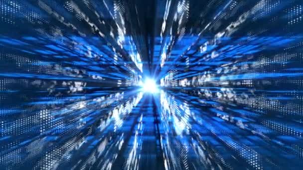 Partículas Flutuantes Azuis Royal Animadas Ciberespaço Tecnológico Digital Com Raios — Vídeo de Stock