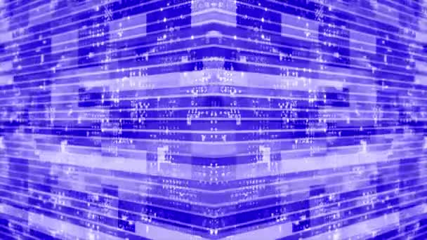 Animado Azul Rayas Patrón Caja Tecnología Movimiento Fondo Ciberespacio — Vídeos de Stock