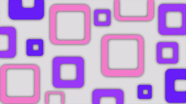 Animowane Proste Klasą Ruchome Różowe Fioletowe Kwadraty Minimalnym Białym Tle — Wideo stockowe