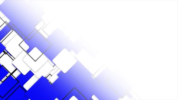 Анимационный Простой Футуристический Движущийся Синий Квадрат Градиентный Геометрический Белый Фон — стоковое видео