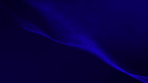 Animowany Niebieski Kolor Cyfrowy Abstrakcyjny Tło Fali Cząstek Cyber Lub — Wideo stockowe