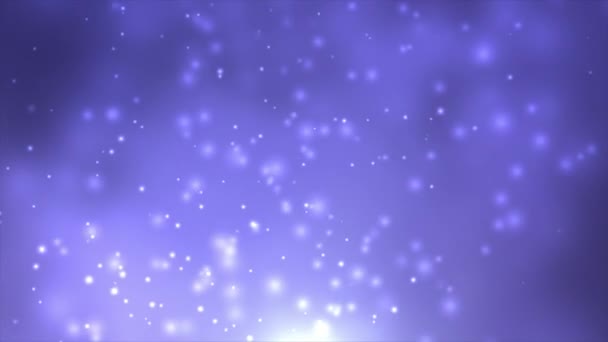 ブルーバックグラウンドでアニメーションされた白い光る粒子 輝く粒子と光沢のある粒子の背景 — ストック動画