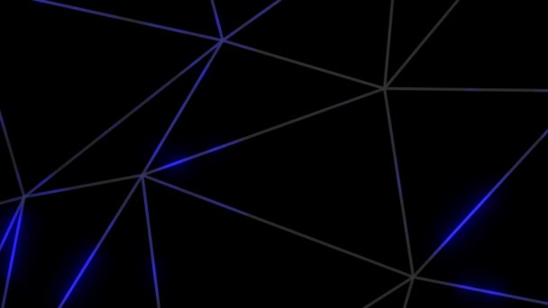 Desenho Formas Aleatórias Poligonais Brilhantes Azuis Animadas Fundo Preto Conectando — Vídeo de Stock