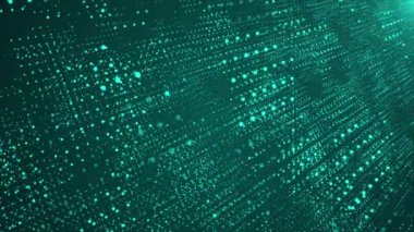 Canlandırılmış Cyan Dijital Noktalar teknolojisi. Arka plan görünür ve kaybolur.