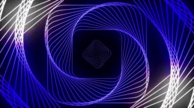 Bir spiral döngü içinde hareketli mavi ve beyaz gradyan kare yapı, döngülü