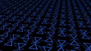 Canlandırılmış 3D bulanık döndürme ve tekrar eden kraliyet mavisi üçgen şekil arkaplanı