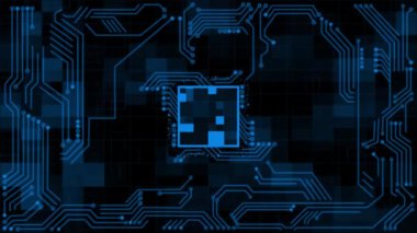 Canlandırılmış 3d Royal mavi renk devre arkaplanı