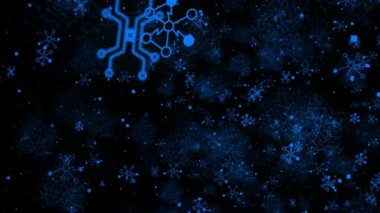 Animasyon Royal mavi renk 3d teknik elementler ve nöronlardan oluşan ağ, teknoloji arka planı