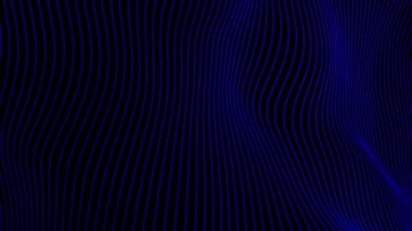 Canlandırılmış 3D Mavi renk yavaş çekim siyah arkaplan üzerinde şerit çizgileri sallıyor