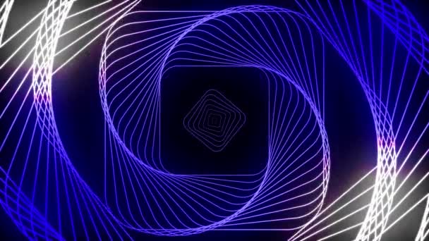 Animierte Blau Weiße Gradienten Quadratische Struktur Einer Spiralförmigen Rotation Geloopt — Stockvideo