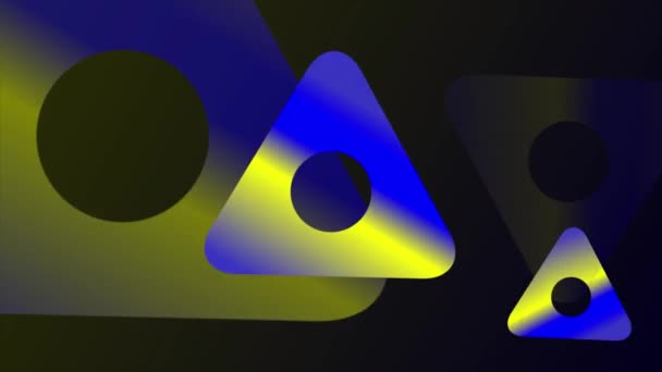 Κινούμενο Κίτρινο Και Μπλε Περιστρεφόμενο Τριγωνικό Σχήμα Φόντου — Αρχείο Βίντεο